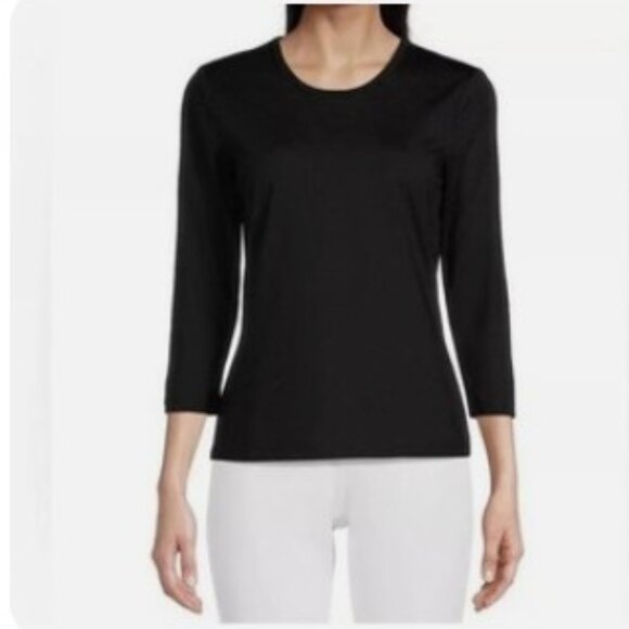 J.McLaughlin Womens Catalina Cloth black medium Classic Signature 3/4 Sleeve Top - Picture 11 of 11